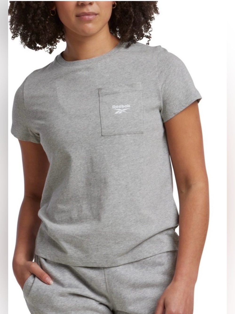 Reebok Identity Small Logo Pocket Tee Gray Heather Short Sleeve T-Shirt